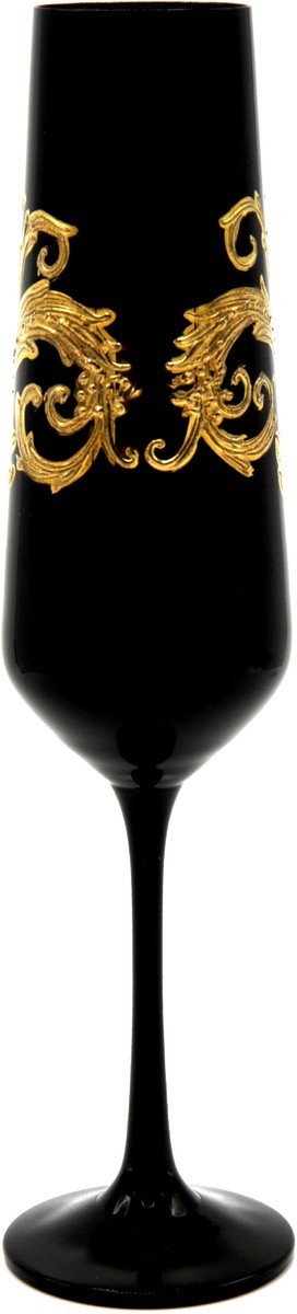 Pompöös by Luxus Champagnerglas mit 24 Karat Vergoldung Schwarz / Gold Ø 6 x H. 25 cm - Pompööses Champagnerglas designed by Harald Glööckler