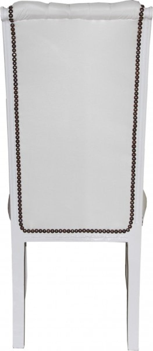 Barock Hochlehner Esszimmer Weiss/Weiss mit Glitzersteinen - Hochlehnstuhl Möbel - Barock Möbel