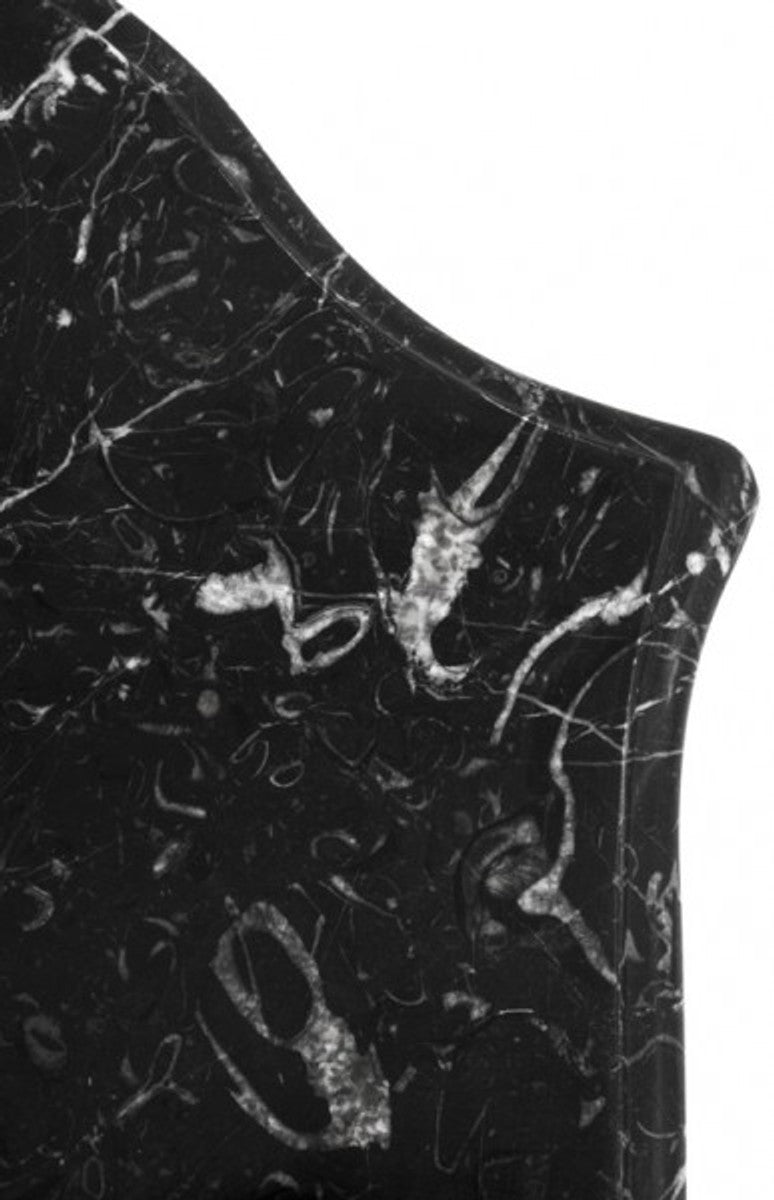 Barock Luxus Kommode Klavierlack Schwarz B 52 x T 34 x H 72 cm mit Marmorplatte