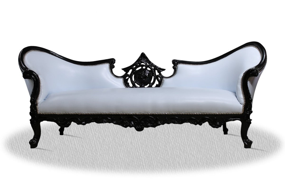 Barock Sofa Vampire Schwarz Weiß 220 x 70 x H. 80 cm - Lounge Couch