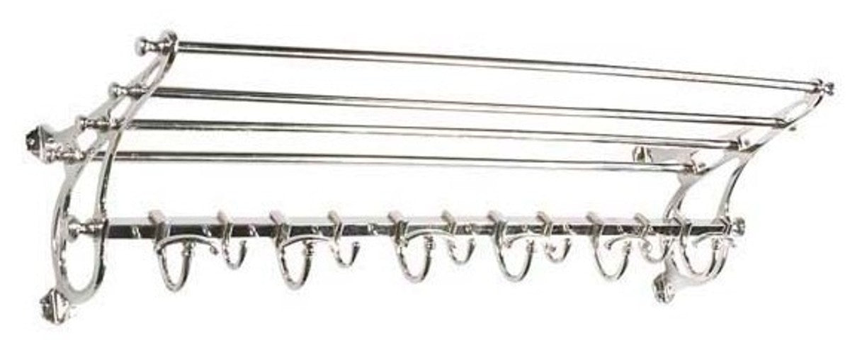 Französische Luxus Wandgarderobe vernickelt Edelstahl Silberfarben Garderoben Halter Mod Orleans - Garderobe Antik Stil Barock Jugendstil Hotel, Cafe Restaurant Möbel