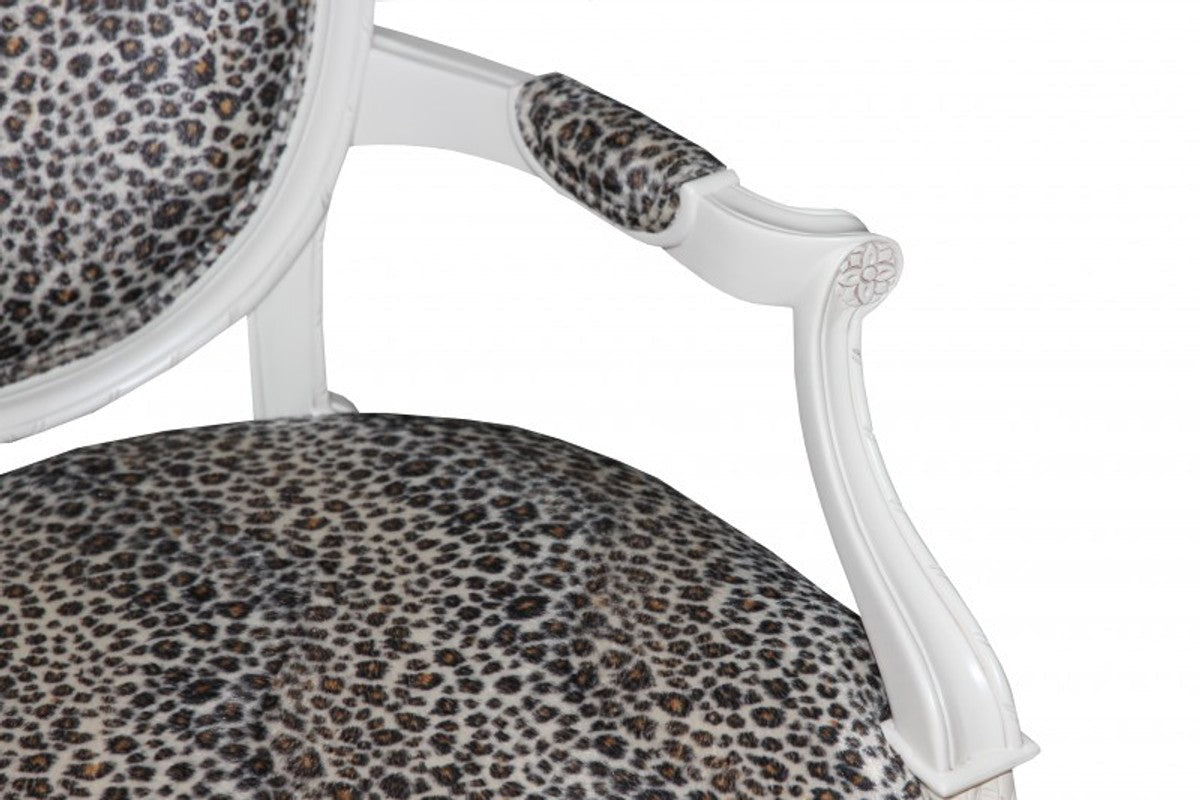 Barock Esszimmer Stuhl mit Armlehnen Mod2 Leopard / Creme - Barock Möbel