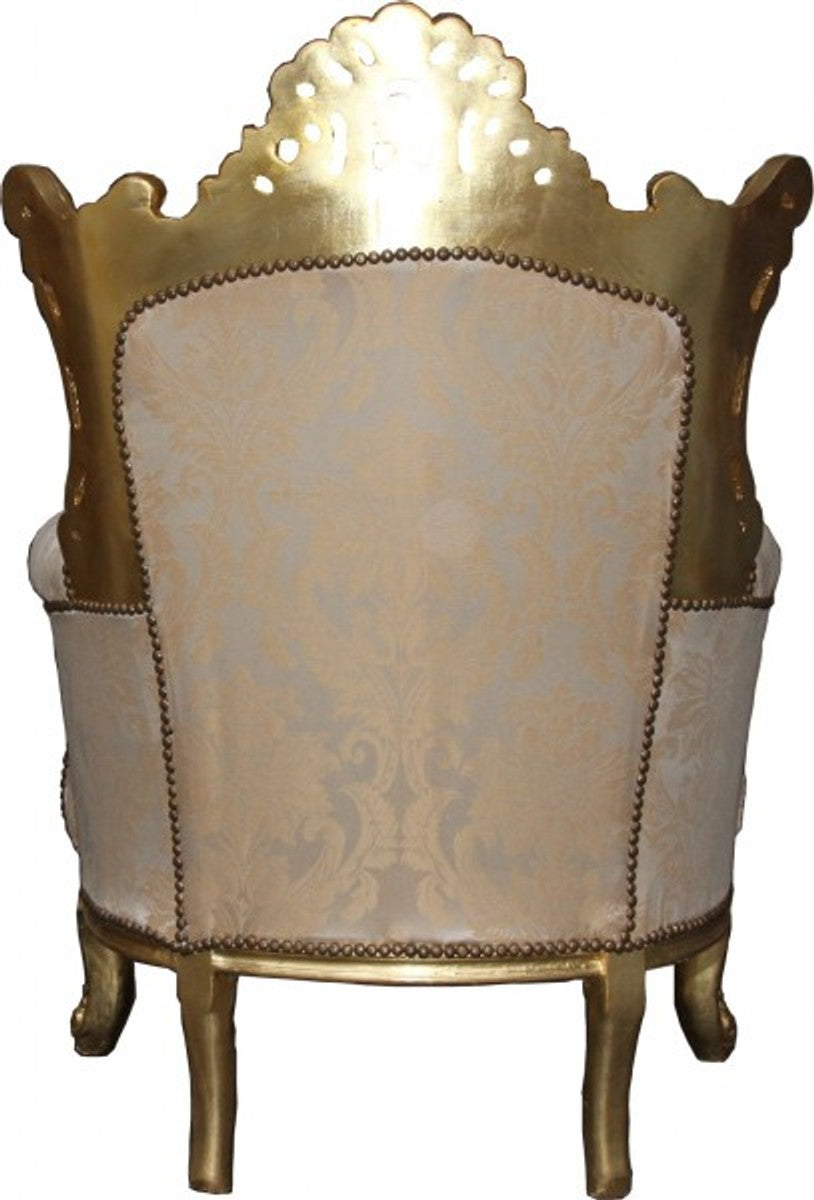 Barock Sessel Al Capone Mod2 Creme / Gold Möbel - Antik Stil
