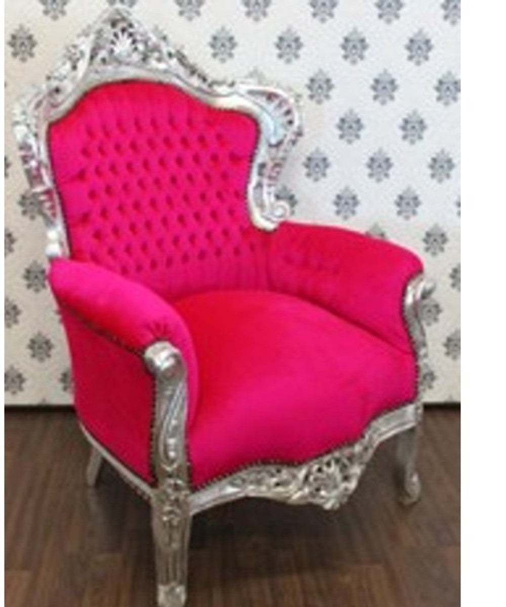 Barock Sessel King Pink/Silber