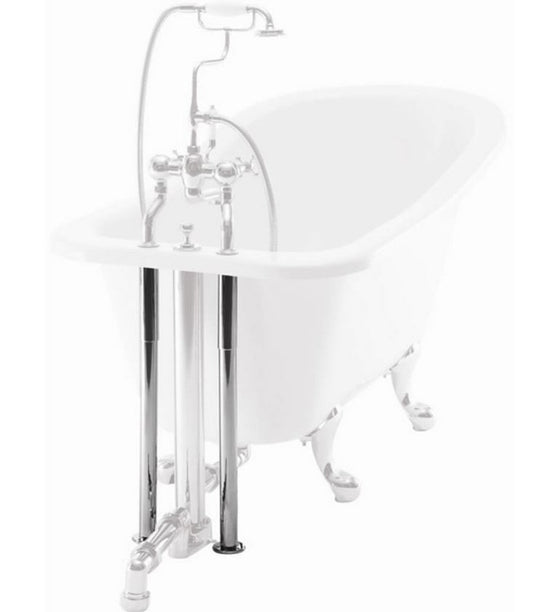 2 Dekorations Rohre Chrom für Nostalgie Badewanne Naturstein freistehend 1700mm BCha
