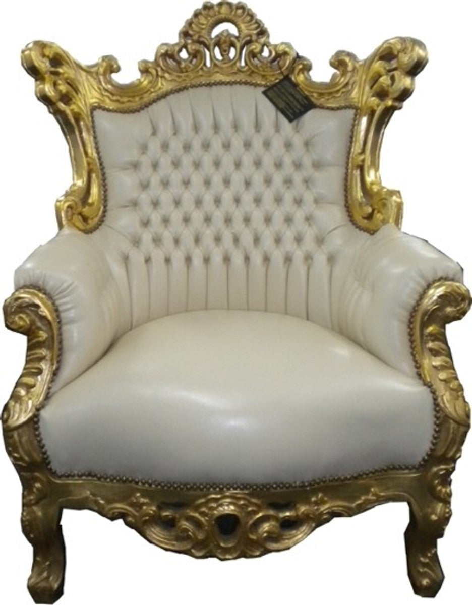 Barock Sessel Al Capone Creme/Gold - Möbel Antik Stil