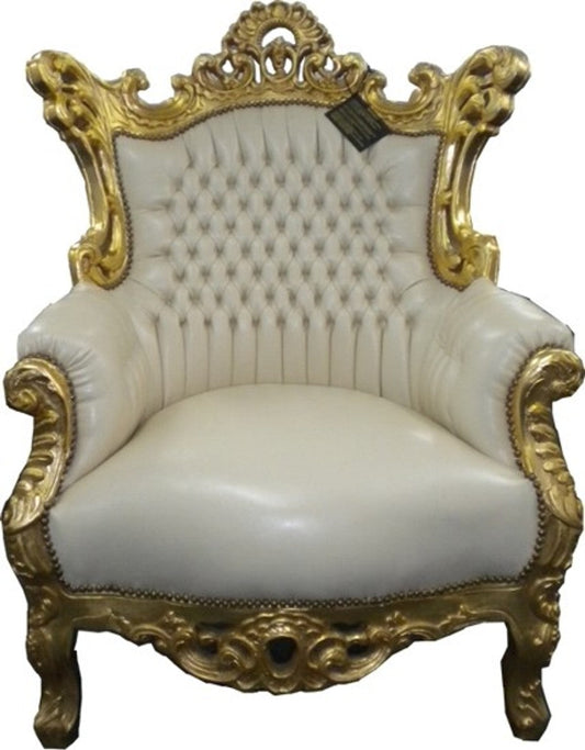 Barock Sessel Al Capone Creme/Gold - Möbel Antik Stil