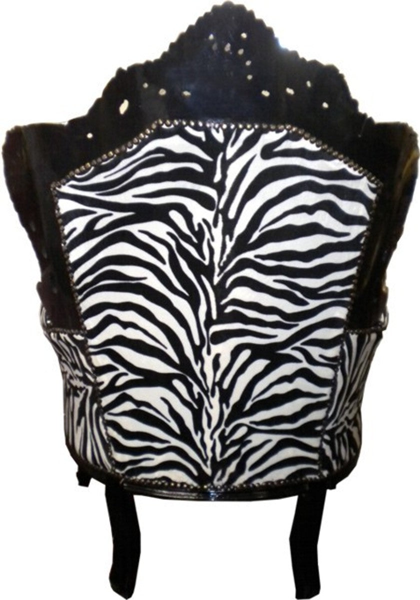 Barock Sessel King Zebra / Schwarz Möbel