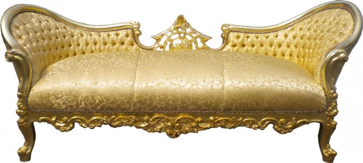 Barock Sofa Garnitur Vampire Gold Muster Satin - Limited Edition - UNIKAT