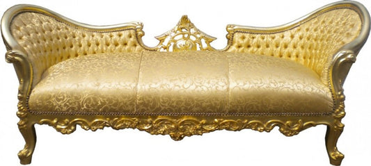 Barock Sofa Garnitur Vampire Gold Muster Satin - Limited Edition - UNIKAT