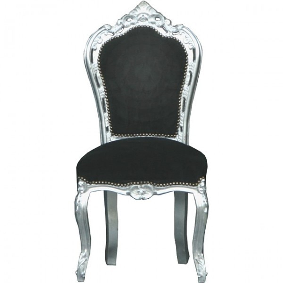 Barock Esszimmer Stuhl Schwarz/Silber - Möbel Antik Stil