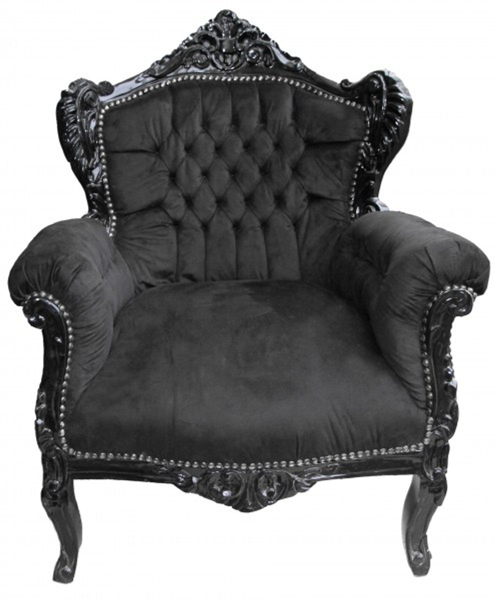 Barock Sessel Lord Schwarz/Schwarz - Antik Stil