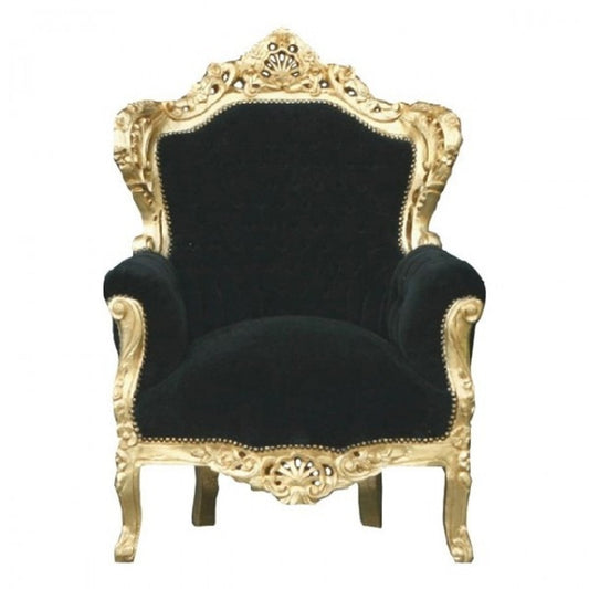Barock Sessel King Schwarz/Gold