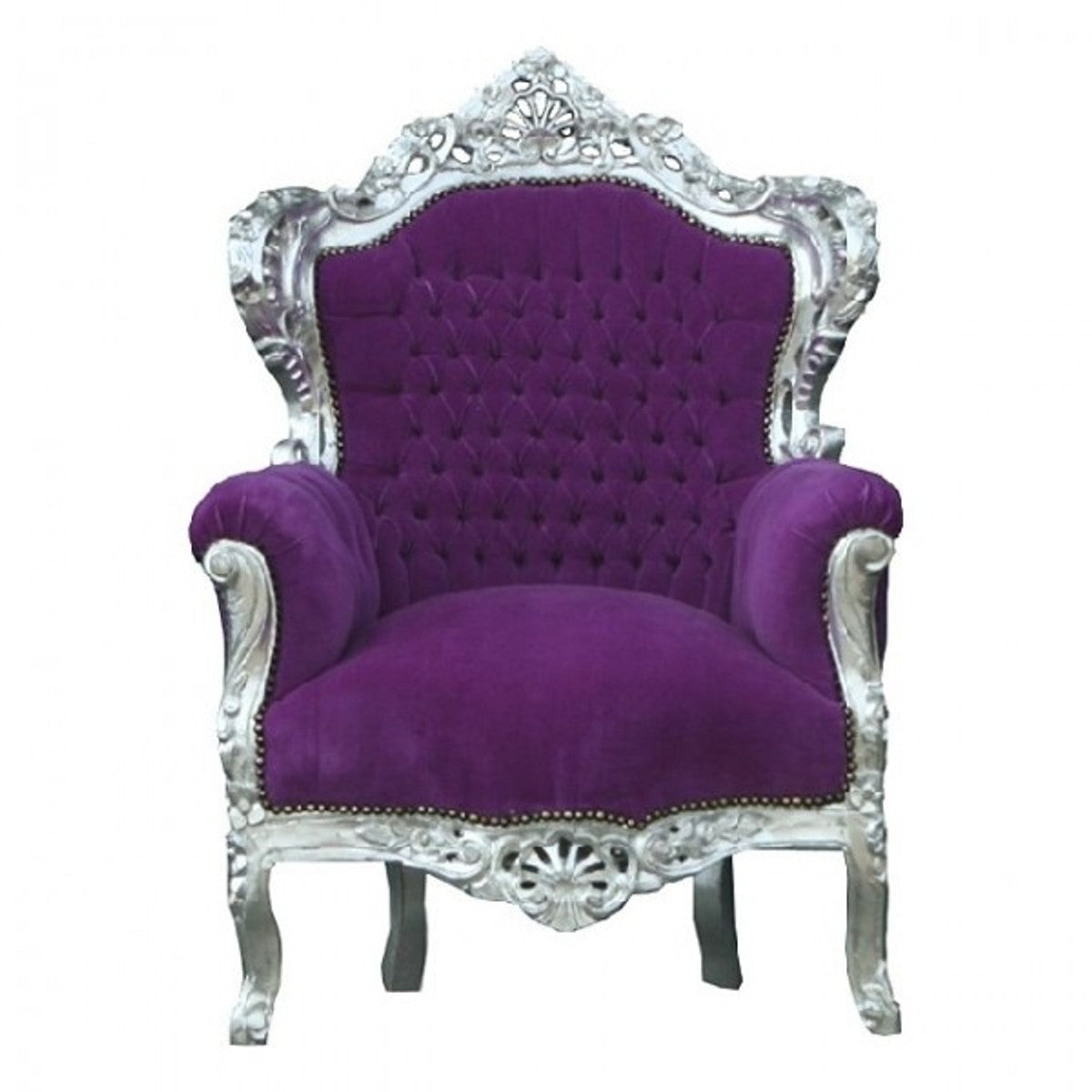 Barock Sessel King Lila/Silber