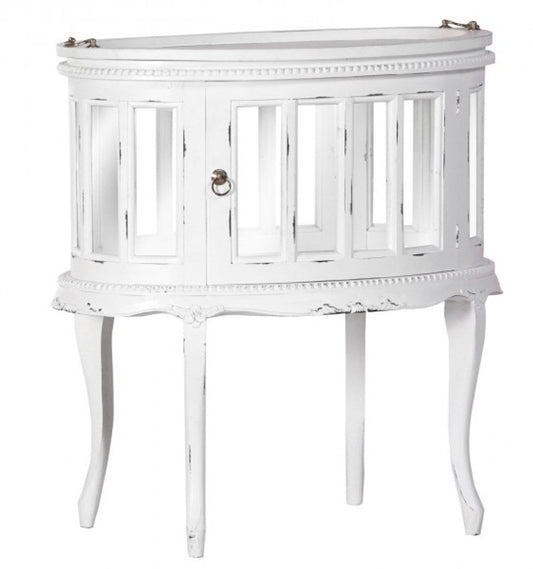 Bar Schrank Weinschrank Whiskey Schrankbar Shabby Chic Look Weiß - Barock Rokoko Jugendstil Glasschrank