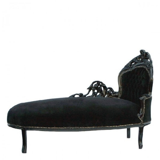 Barock Chaiselongue Schwarz/Schwarz
