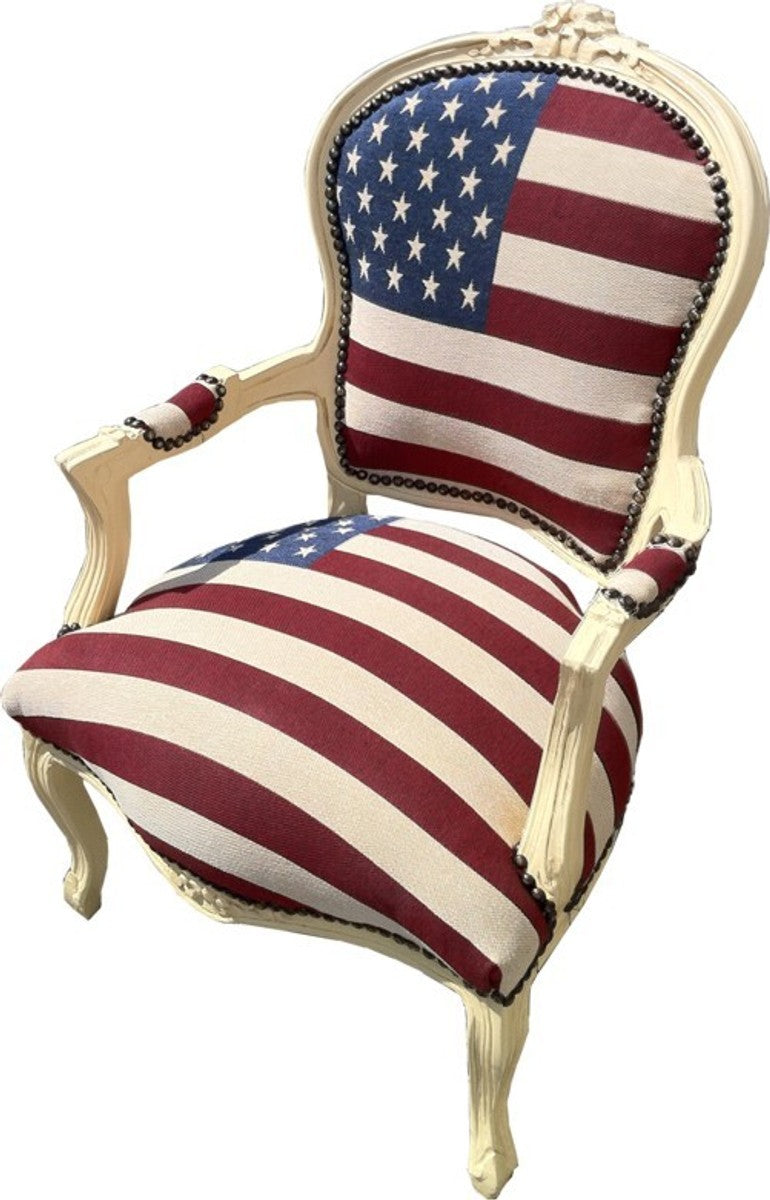 Barock Salon Stuhl USA Design / Creme