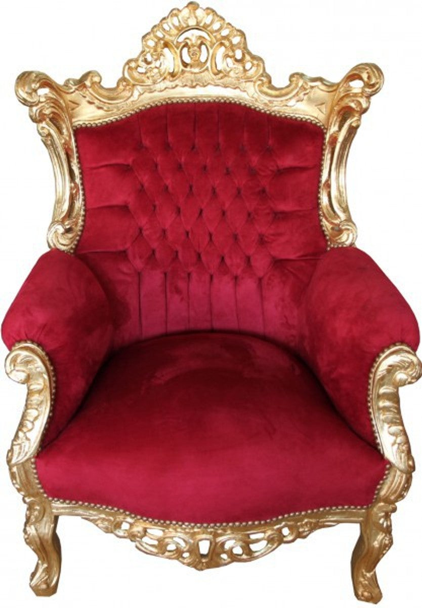 Barock Wohnzimmer Set Master Bordoaux Rot/ Gold - 3er Sofa+2er Sofa + 1 Sessel - Möbel Interior