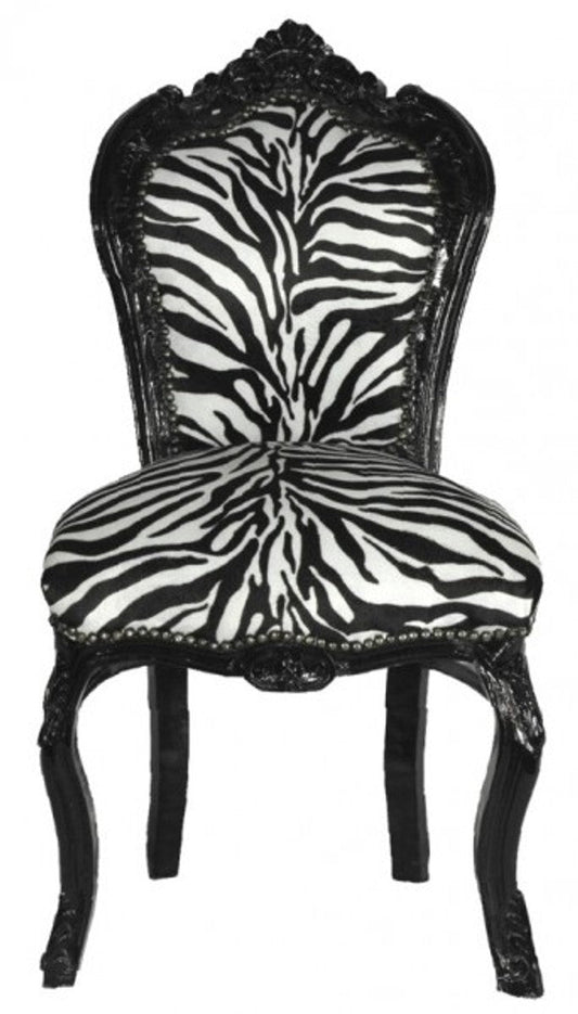 Barock Esszimmer Stuhl Zebra / Schwarz
