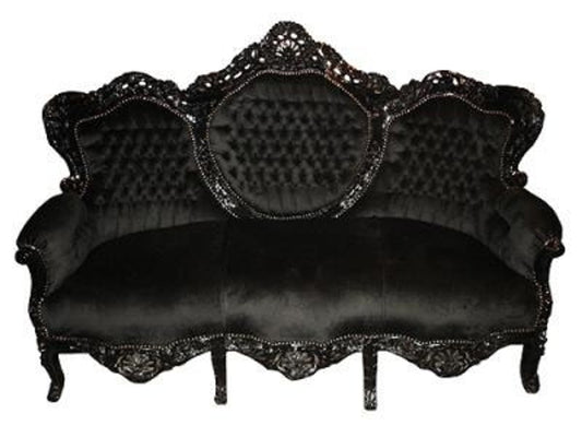 Barock Sofa Garnitur King Schwarz / Schwarz