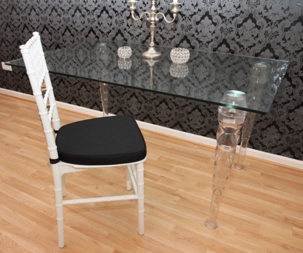 Designer Acryl Stuhl inkl Sitzkissen Weiß/Schwarz - Ghost Chair white - Polycarbonat Möbel - Polycarbonat Stuhl - Acryl Möbel - Geisterstuhl