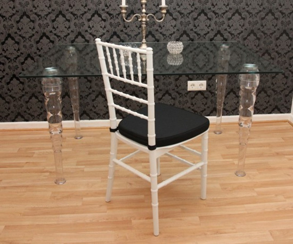 Designer Acryl Stuhl inkl Sitzkissen Weiß/Schwarz - Ghost Chair white - Polycarbonat Möbel - Polycarbonat Stuhl - Acryl Möbel - Geisterstuhl