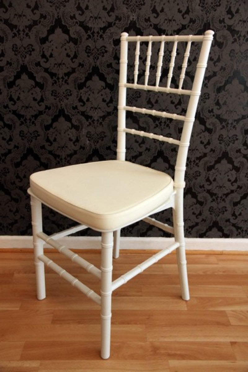 Designer Acryl Stuhl inkl Sitzkissen Weiß/Creme - Ghost Chair white - Polycarbonat Möbel - Acryl Möbel - Geisterstuhl