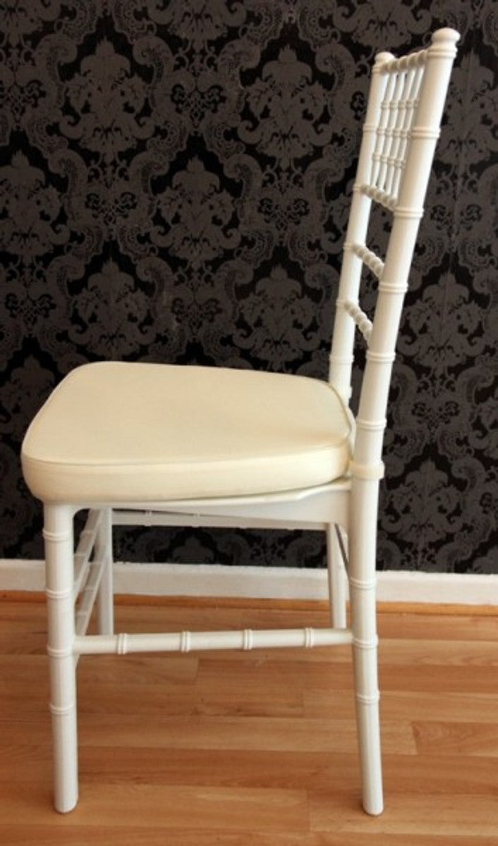 Designer Acryl Stuhl inkl Sitzkissen Weiß/Creme - Ghost Chair white - Polycarbonat Möbel - Acryl Möbel - Geisterstuhl