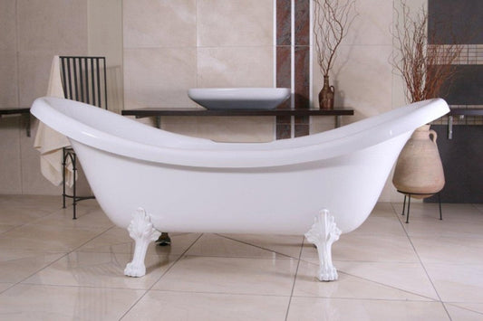 Freistehende Luxus Badewanne Jugendstil Venedig Weiß/Weiß 2020 mm - Barock Badezimmer - Retro Antik Badewanne