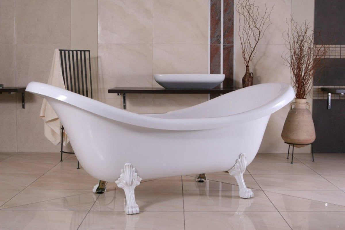 Freistehende Luxus Badewanne Jugendstil Venedig Weiß/Weiß 2020 mm - Barock Badezimmer - Retro Antik Badewanne