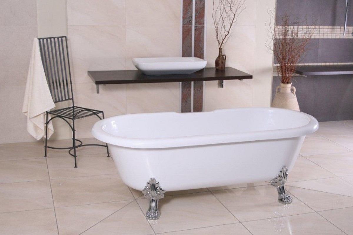 Freistehende Luxus Badewanne Jugendstil Milano Weiß/Silber - Barock Badezimmer