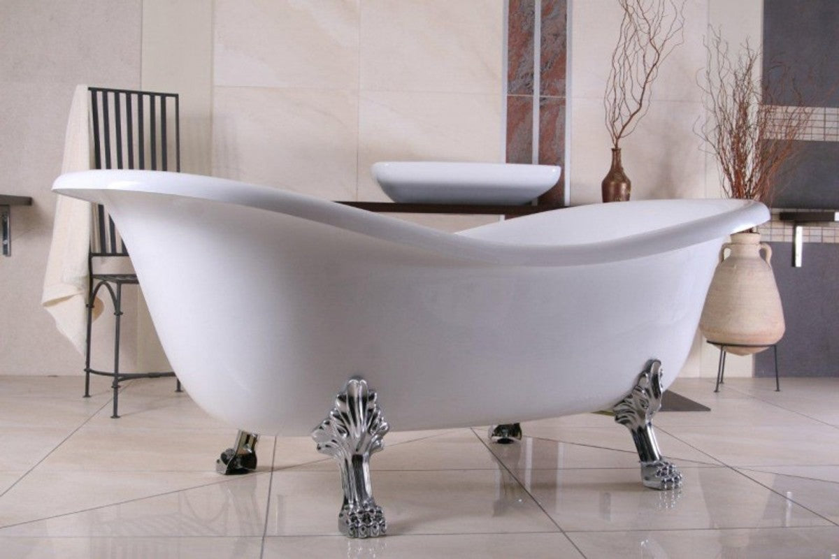 Freistehende Luxus Badewanne Jugendstil Paris Weiß/Silber 1880mm - Barock Badezimmer
