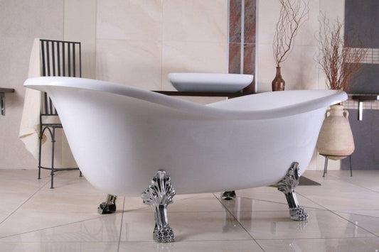 Freistehende Luxus Badewanne Jugendstil Paris Weiß/Silber 1880mm - Barock Badezimmer