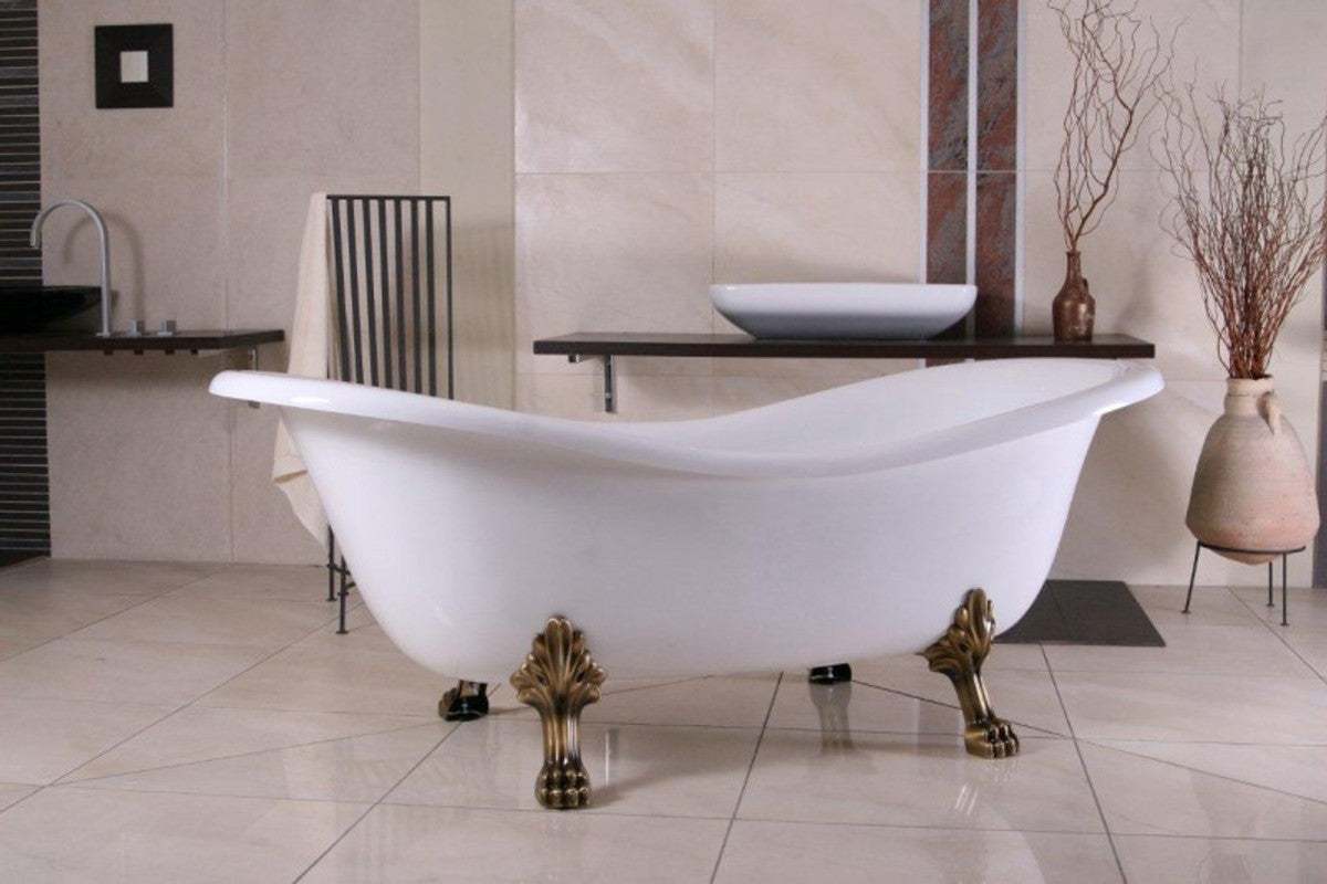 Freistehende Luxus Badewanne Jugendstil Paris Weiß/Altgold 1880mm - Barock Badezimmer