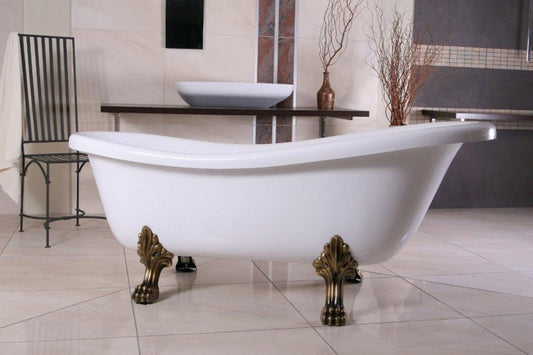 Freistehende Luxus Badewanne Jugendstil Roma Weiß/Altgold 1695mm von - Barock Badezimmer - Retro Antik Badewanne