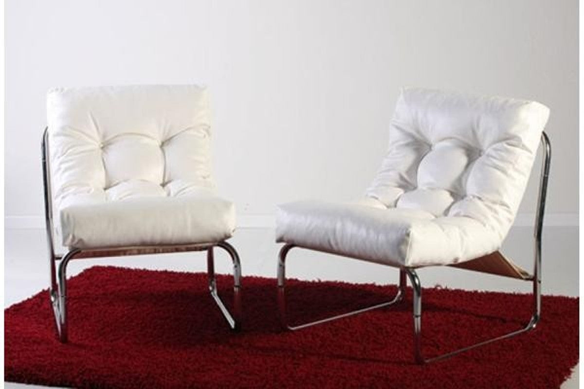 Designer Salon Stuhl Weiß Lederoptik - Moderner Wohnzimmerstuhl