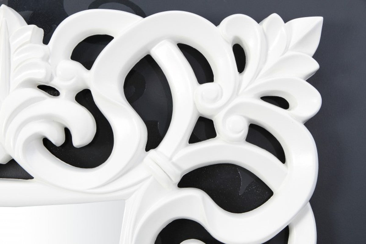 Barock Wandspiegel Weiss Antik, Höhe 76 cm, Breite 76 cm, Edel & Prunkvoll