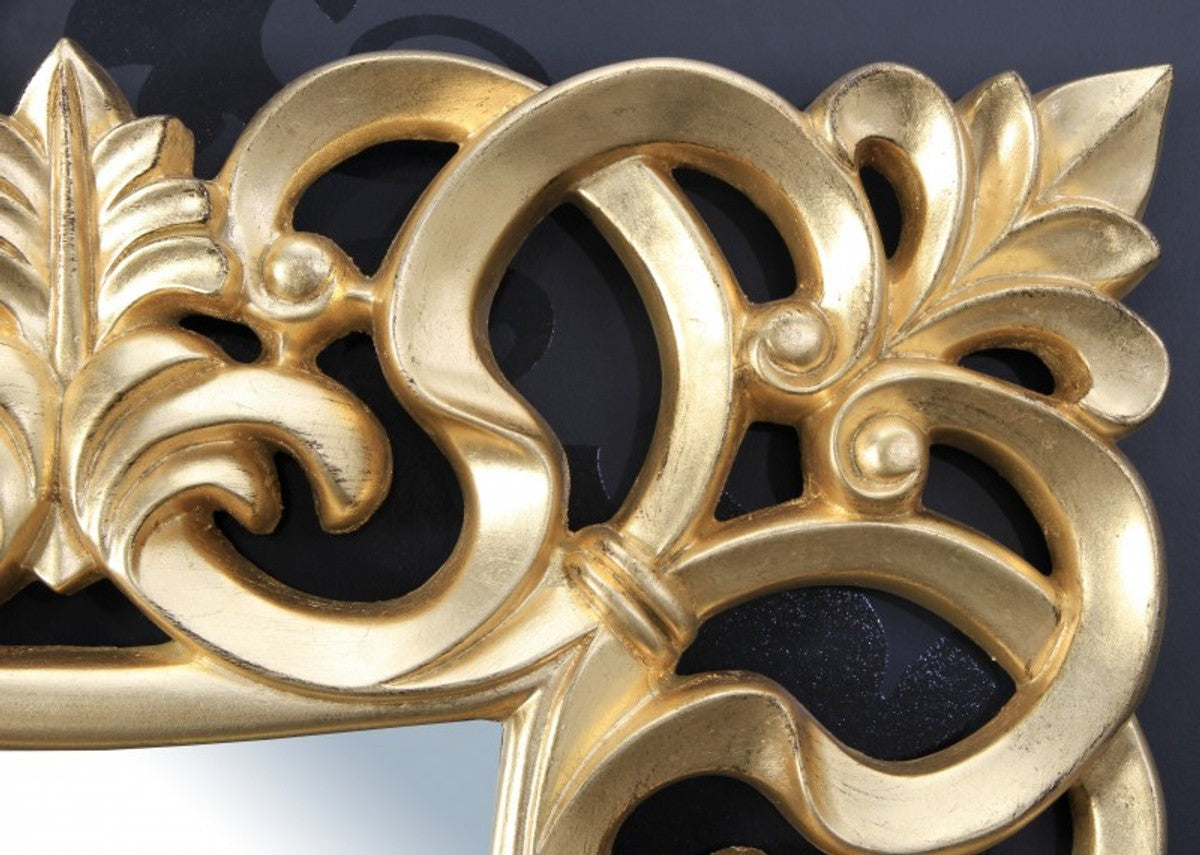 Prunkvoller Barock Wandspiegel 76 x 76 cm Gold - Goldener Spiegel quadratisch Barock Wandspiegel Gold Antik, Höhe 76 cm, Breite 76 cm, Edel & Prunkvoll