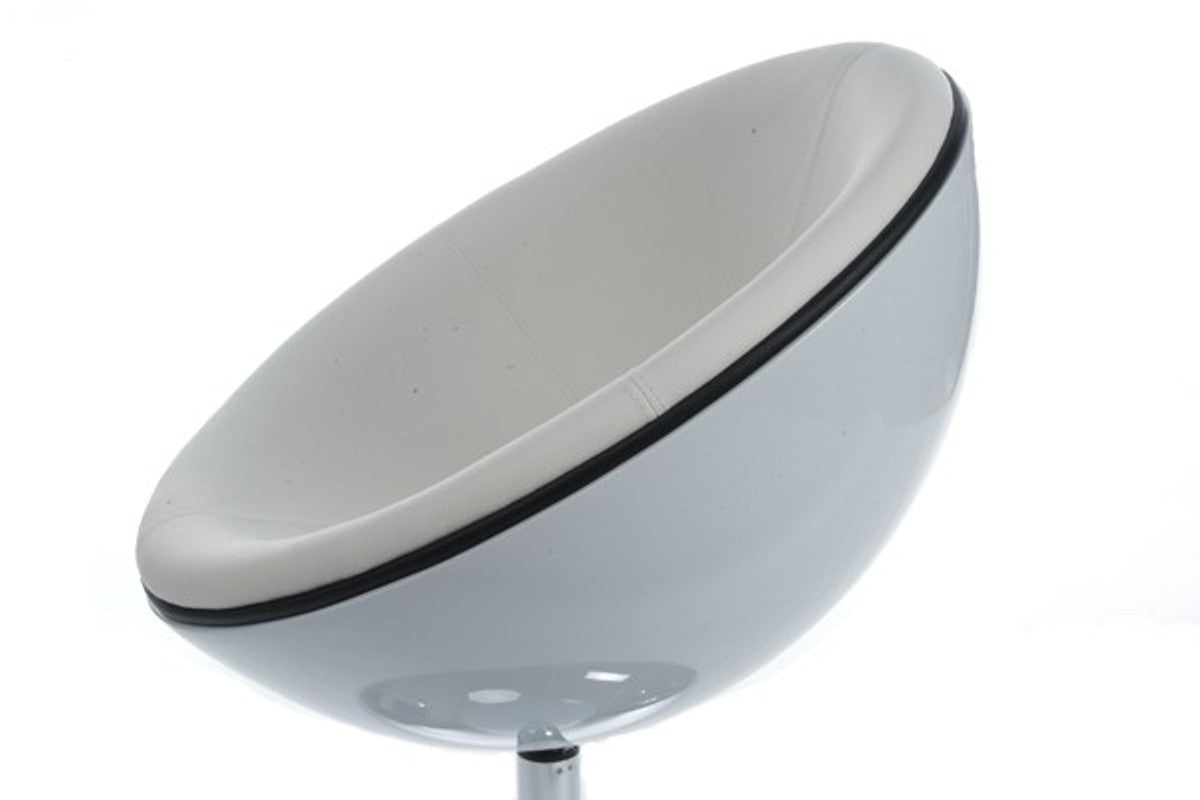 Designer Drehsessel, Weiß/Hochglanz Weiß Lounge Sessel - Moderner Stuhl