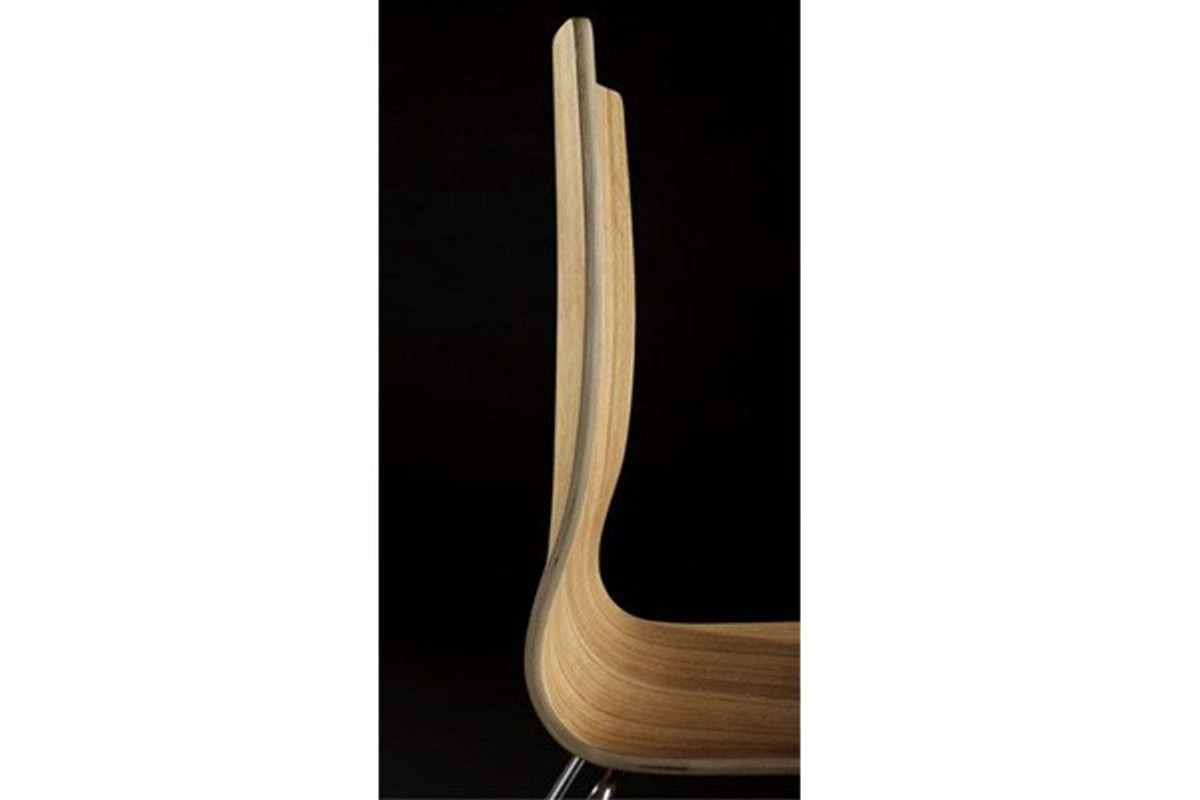 Designer Stuhl Naturfarben / Silber - Moderner Esszimmerstuhl mit natürlicher Holzoptik - Designer Möbel