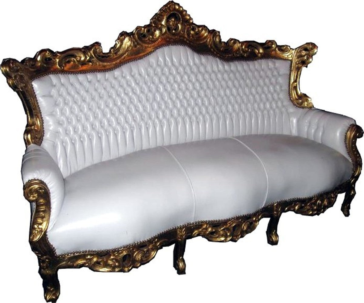 Barock Sofa Master Weiß / Gold