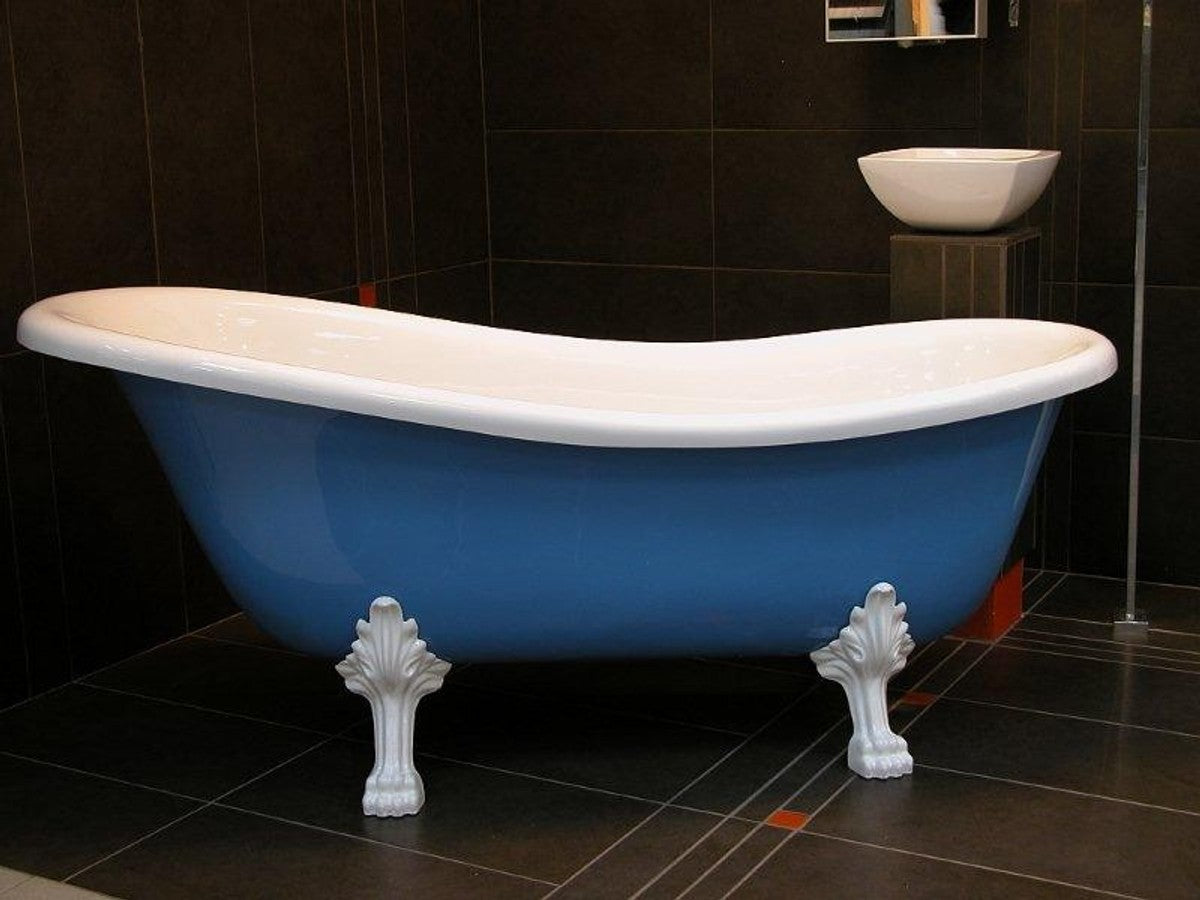 Freistehende Luxus Badewanne Jugendstil Roma Hellblau/Weiß/Weiß 1470mm - Barock Antik Stil Badezimmer