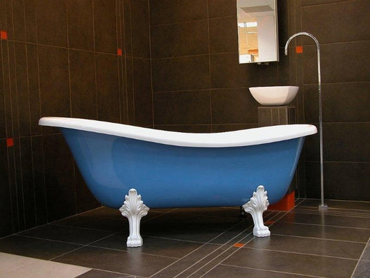 Freistehende Luxus Badewanne Jugendstil Roma Hellblau/Weiß/Weiß 1470mm - Barock Antik Stil Badezimmer