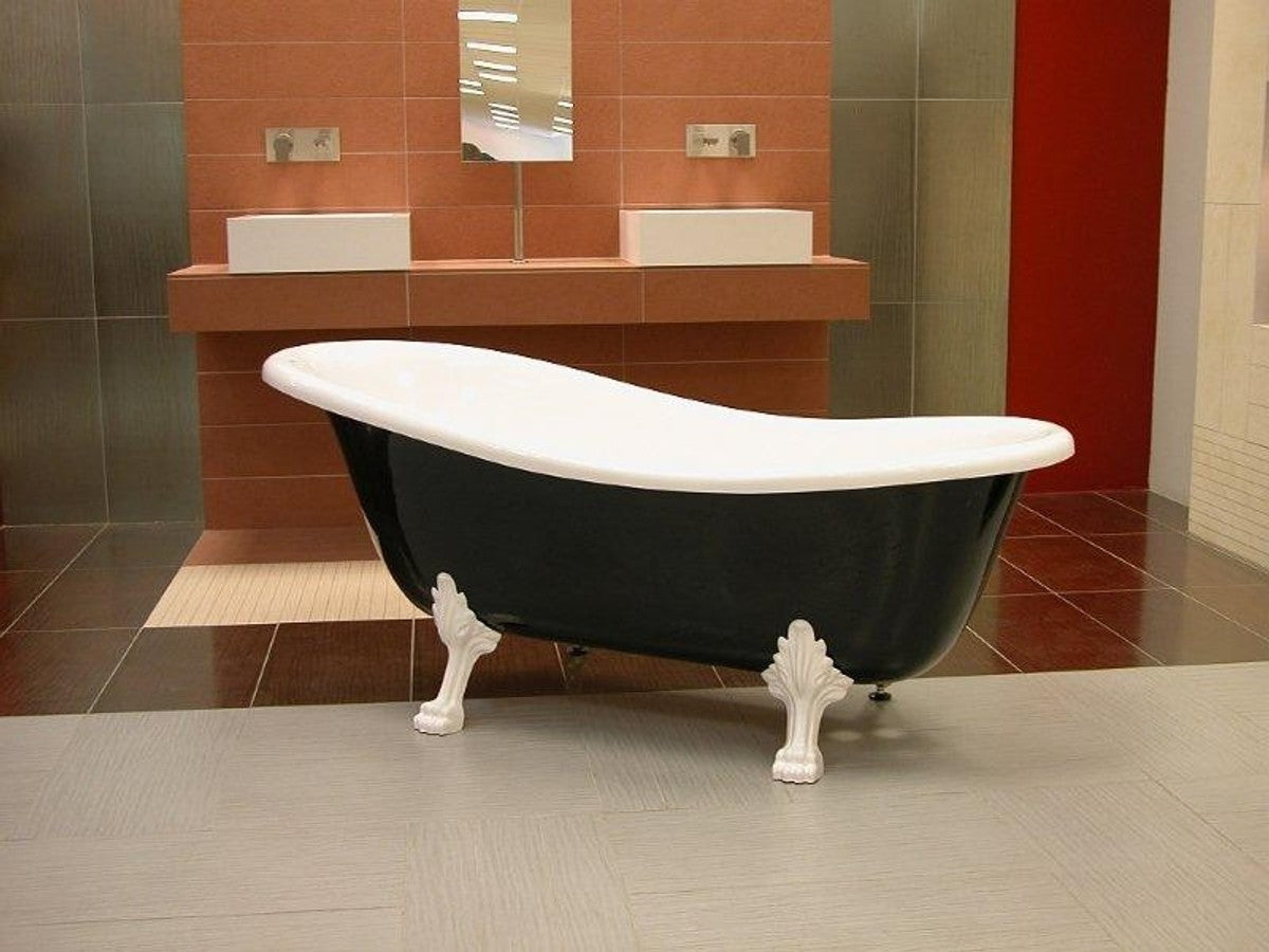Freistehende Luxus Badewanne Jugendstil Roma Schwarz/Weiß/Weiß 1470mm - Barock Antik Badezimmer