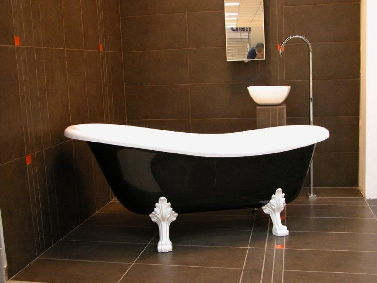Freistehende Luxus Badewanne Jugendstil Roma Schwarz/Weiß/Weiß 1470mm - Barock Antik Badezimmer