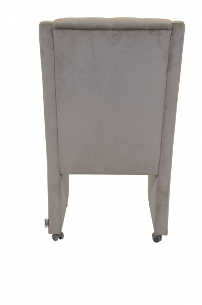 Designer Esszimmer Stuhl / Sessel ModEF 313 Grau Samt - Hoteleinrichtung - Sessel auf Rollen