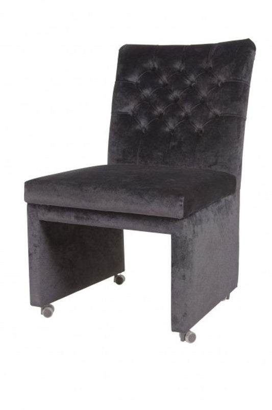 Designer Esszimmer Stuhl / Sessel ModEF 320 Schwarz Samt - Hoteleinrichtung - Sessel auf Rollen