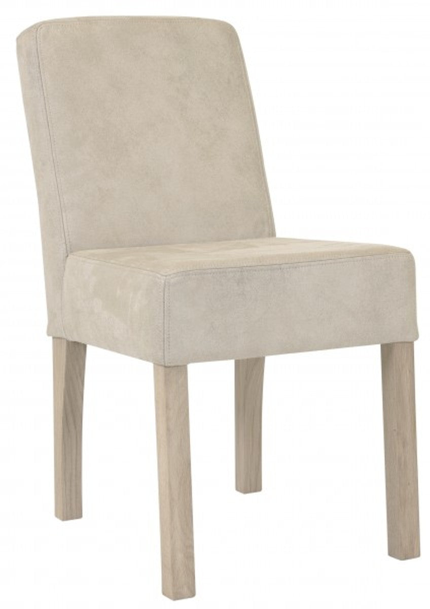 Designer Esszimmer Stuhl ModEF 35 Beige Leder - Hotelmöbel - Holz Buche