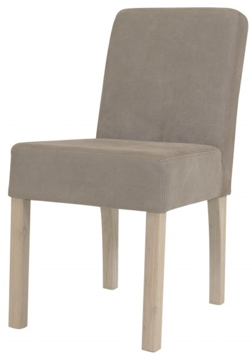 Designer Esszimmer Stuhl ModEF 35 Khaki Leder - Hotelmöbel - Holz Buche