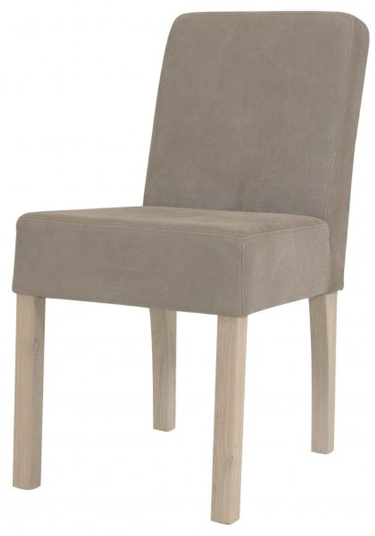 Designer Esszimmer Stuhl ModEF 35 Khaki Leder - Hotelmöbel - Holz Buche